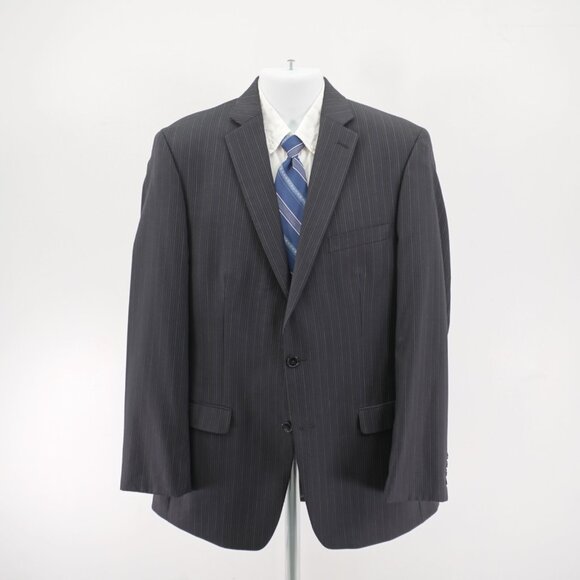 Calvin Klein Wool Gray Striped 2 Piece Suit 40L Flat Front 34 / 34 Mid Rise 2 Bu - Picture 8 of 15